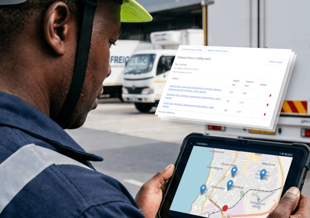 Delivery Estimation Tool dashboard showing range costs, delivery windows, and optimal packing suggestions